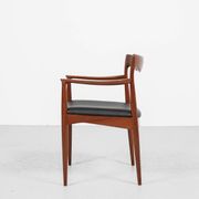 Midcentury Danish chair with armrests in teak and new skai by Arne Vodder for Vamo 1960s