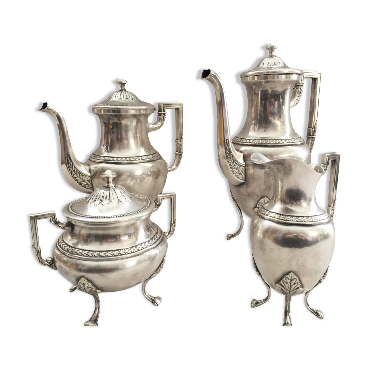 Tea & coffee service pieces jugendstil wmf 1910 art nouveau plaqué silver
