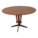 Round vintage wooden table from the 1960s designed by carlo ratti for lissoni