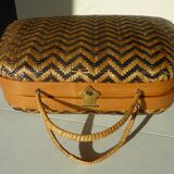 Small two-colour wicker suitcase