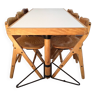 Ensemble table à manger et 6 chaises décapées Marc Held design 1980