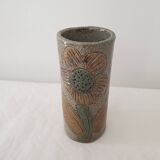 Ceramic cylinder vase signed Jean Claude Monange