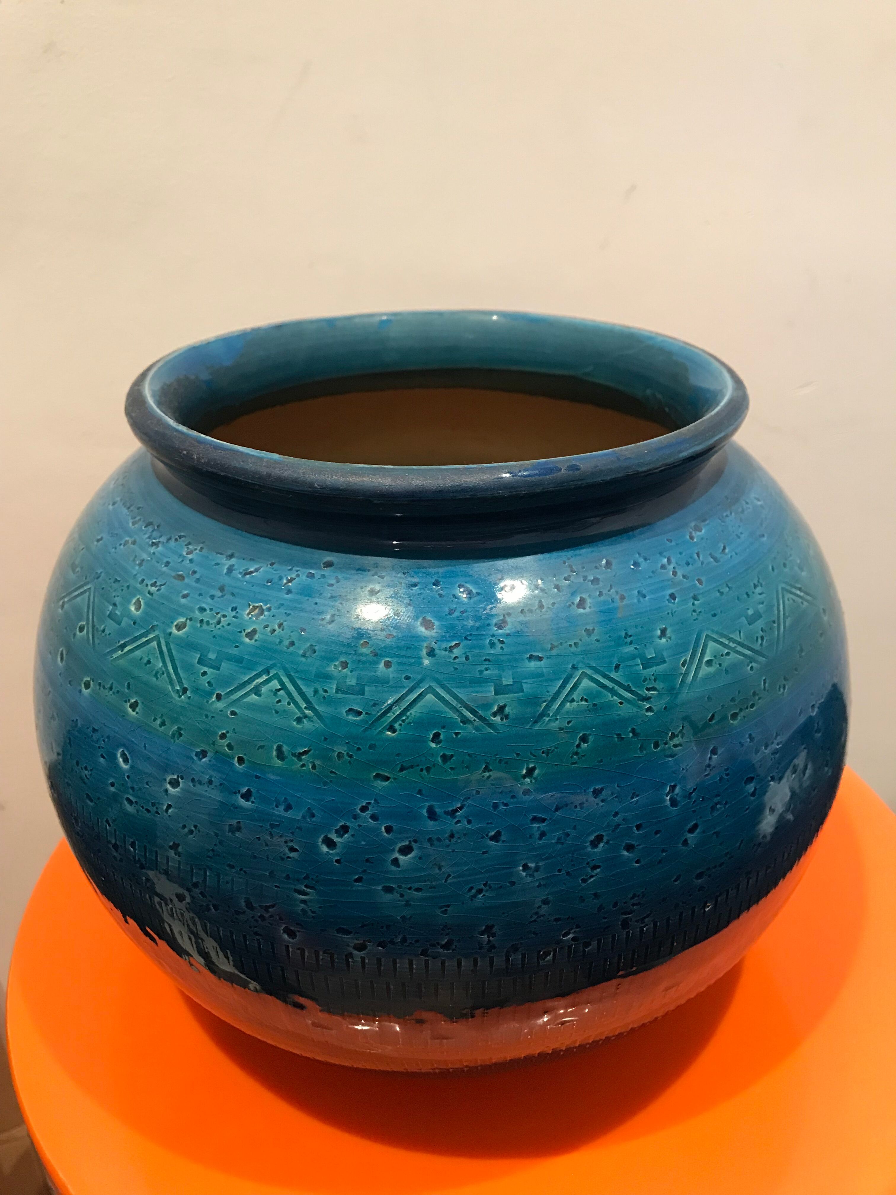 Aldo Londi Blue ceramic vase for Bitossi