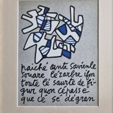 Screenprint after Jean Dubuffet framed under glass 26 cm by 32 cm