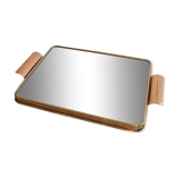 Plateau en laiton avec miroir vintage