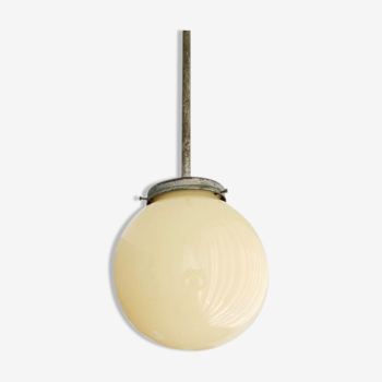 Art Deco 1940s simple opal glass globe pendant lamp