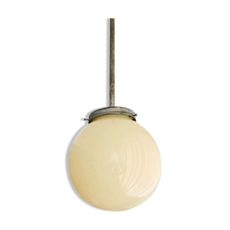 Art Deco 1940s simple opal glass globe pendant lamp