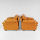 1970 Vintage Coronado Brown Leather Armchairs by Tobia Scarpa for C&B Italia