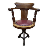 Fauteuil de bureau de bateau en acajou tournant