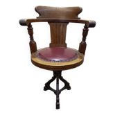 Fauteuil de bureau de bateau en acajou tournant