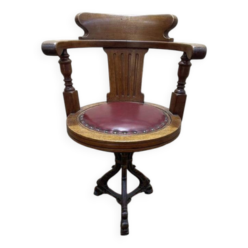 Fauteuil de bureau de bateau en acajou tournant