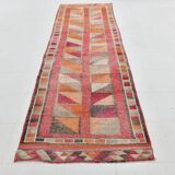 Pink & Red Vintage Runner Rug, 100x356Cm
