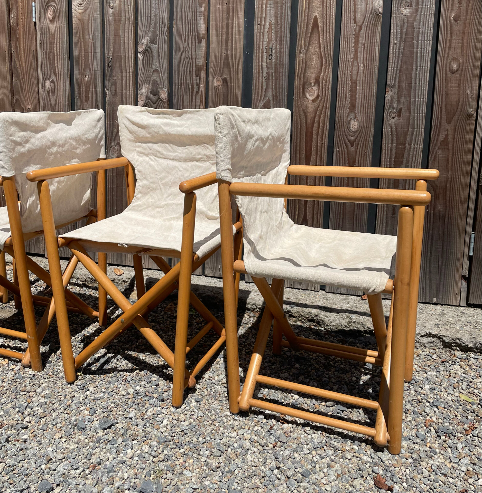 4 mid-century safari folding chairs