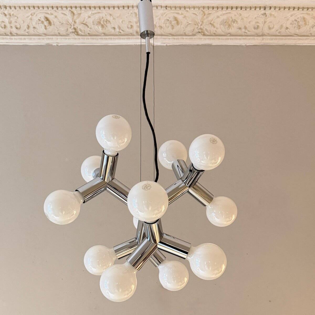 Space Age Atomic Chrome Chandelier by J.T. Kalmar, Germany, 1970