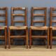 Set of 4 rush-seated chairs in cherry wood – late 19th century