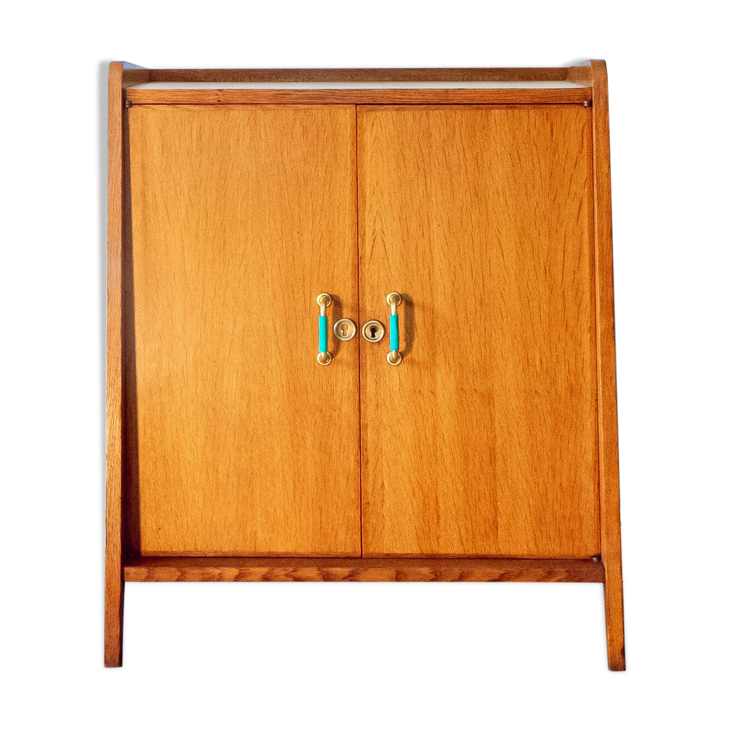 Buffet with fin profile, brass handles and scoubidou, 1950s.