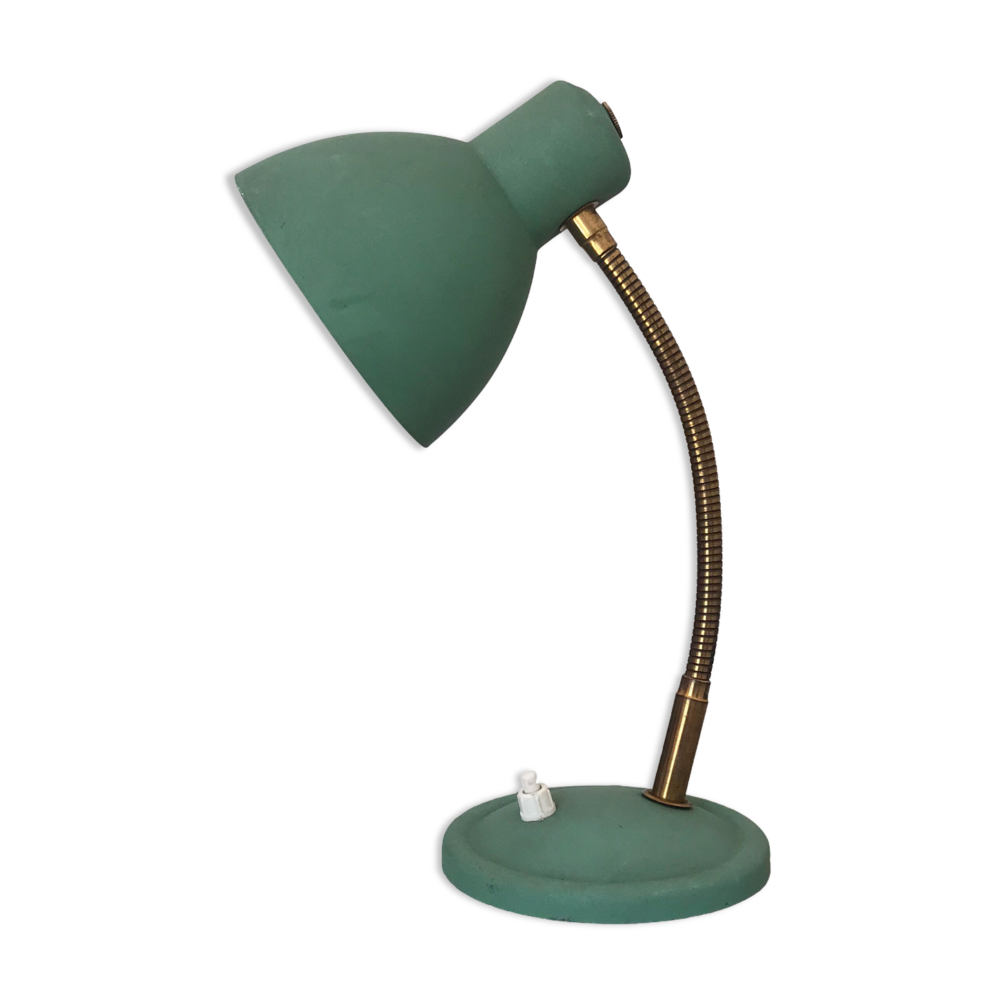 Green metal desk lamp