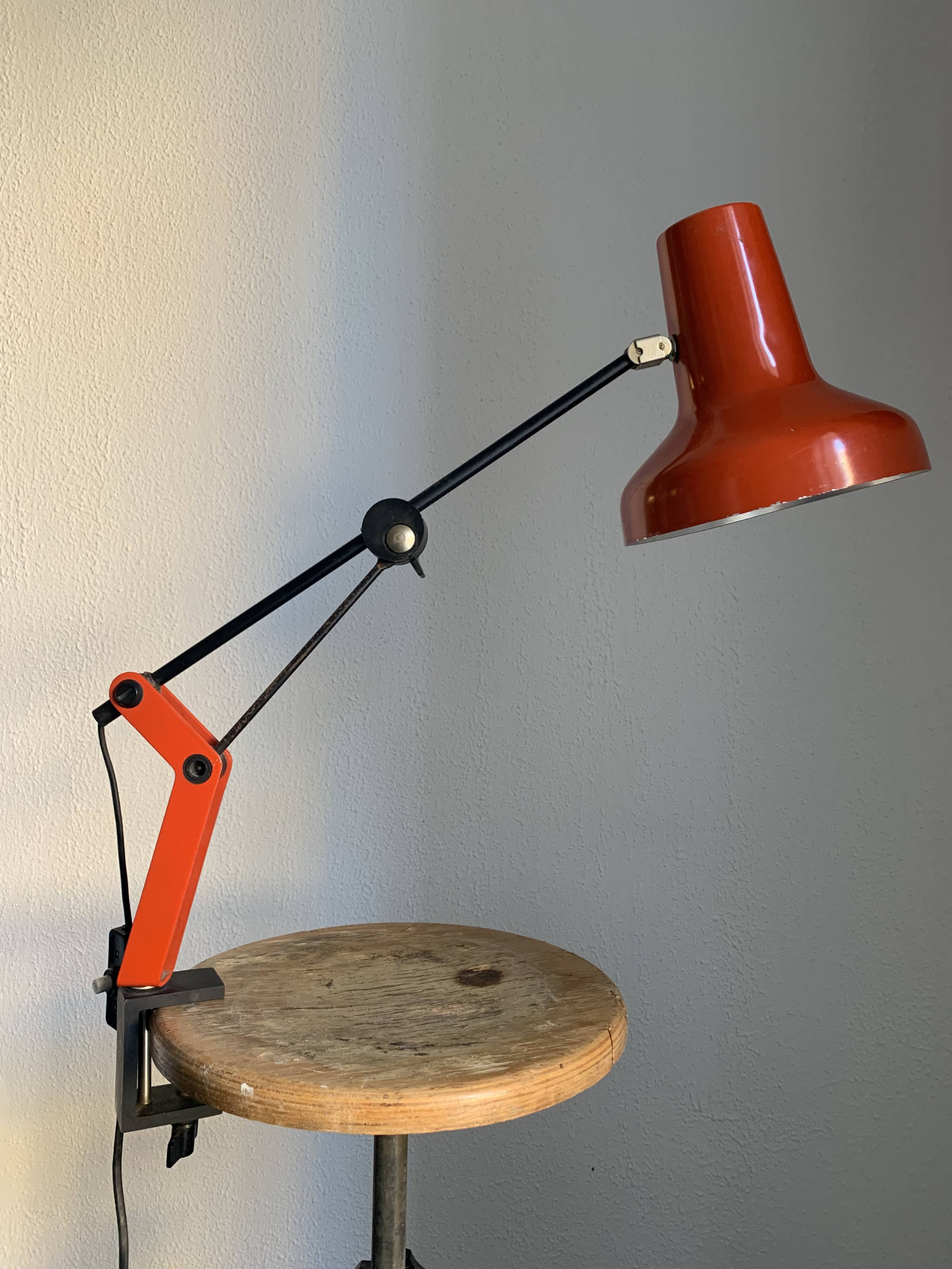 Vintage 1970s architect's desk lamp, East German (GDR - GDR), red - 50 cm