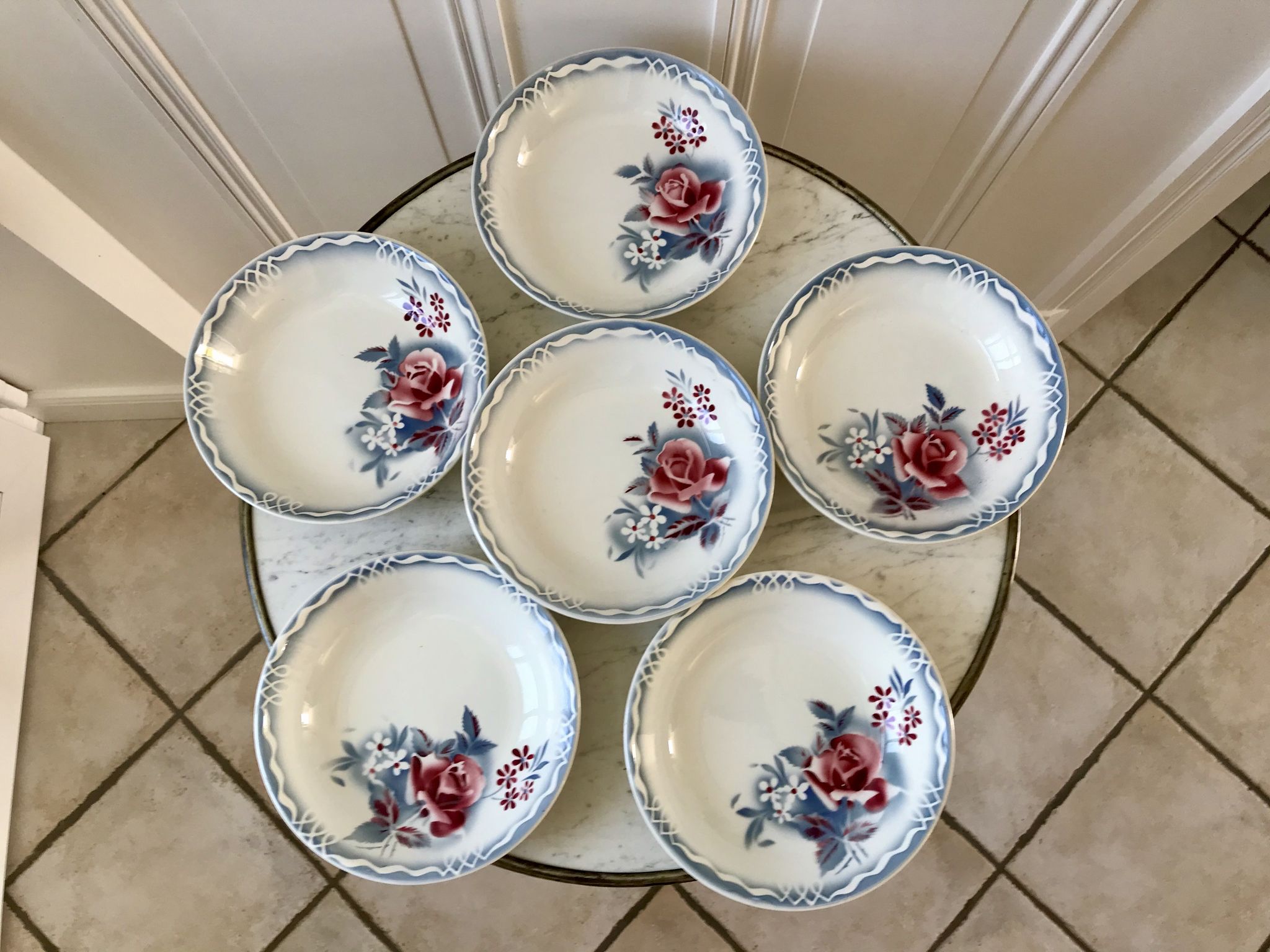 Lot of 6 hollow plates cap digoin sarreguemines model "lot" 30s