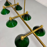 Large brass and green opaline pendant lamp 260 cm 1970s
