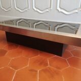 Coffee table in aluminum and smoked glass, 1970