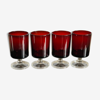 Set de 4 verres rouges arçon France vintage