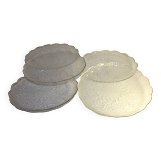 Lot de 5 assiettes de désert transparentes.