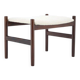 1960s Mid-Century Danish Modern Refurbished Wood Stool in White Bouclé