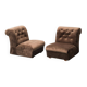 Pair of brown velvet armchairs from the 1970s vintage modernism
