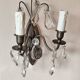 Wall light in tinned brass and crystal pendants - rococo light 2 lights