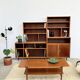Asymmetrical mahogany bookshelf — 2 offset elements, custom-made, 1960s