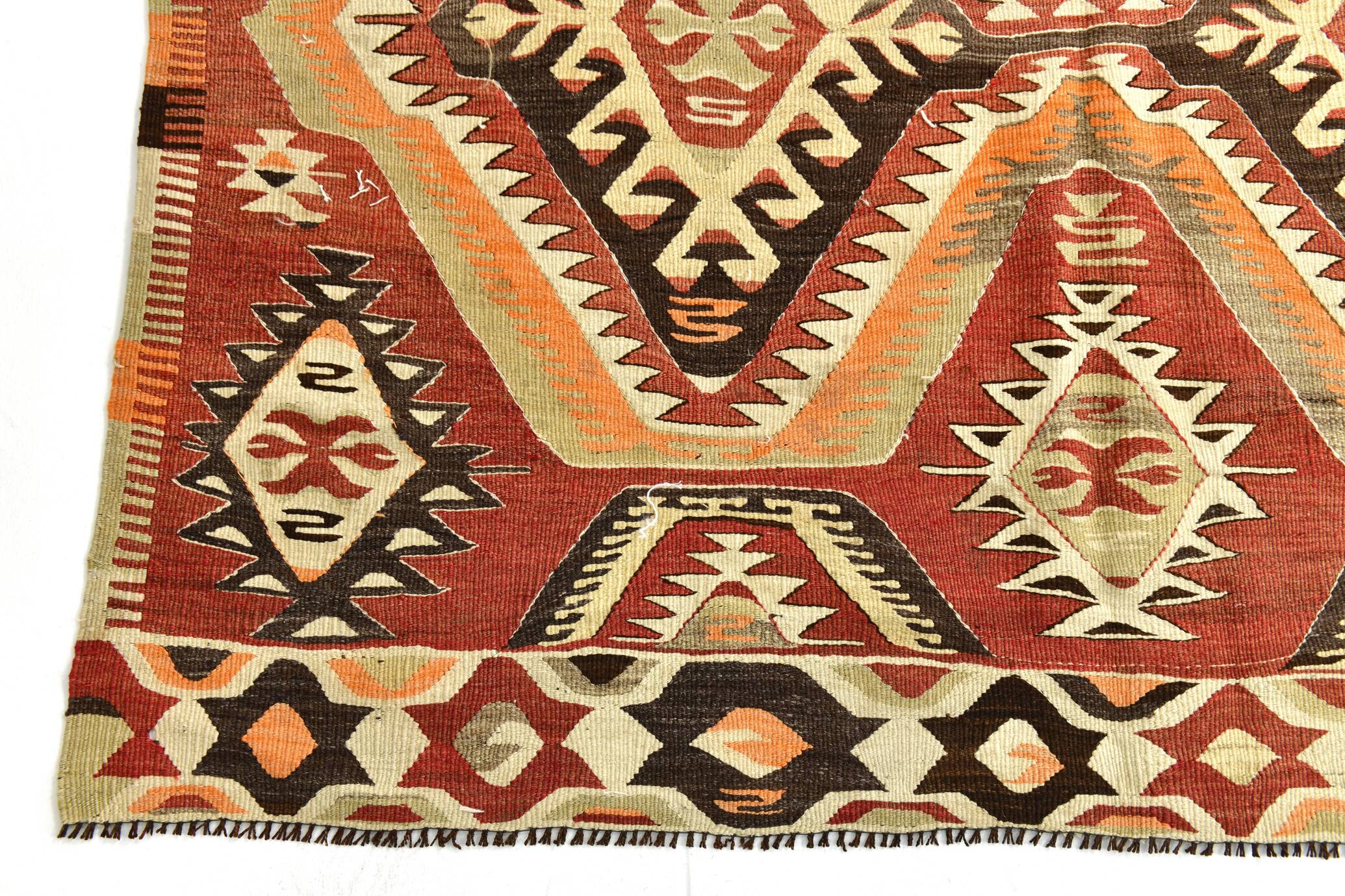 Red Brown Tribal Turkish Kilim Rug 146x292Cm SK 35174