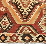 Red Brown Tribal Turkish Kilim Rug 146x292Cm SK 35174