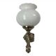 Applique formant un poisson, métal argenté, globe en verre opaque, opaline blanche, décoration