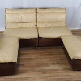 Modular sofa in leather and suede