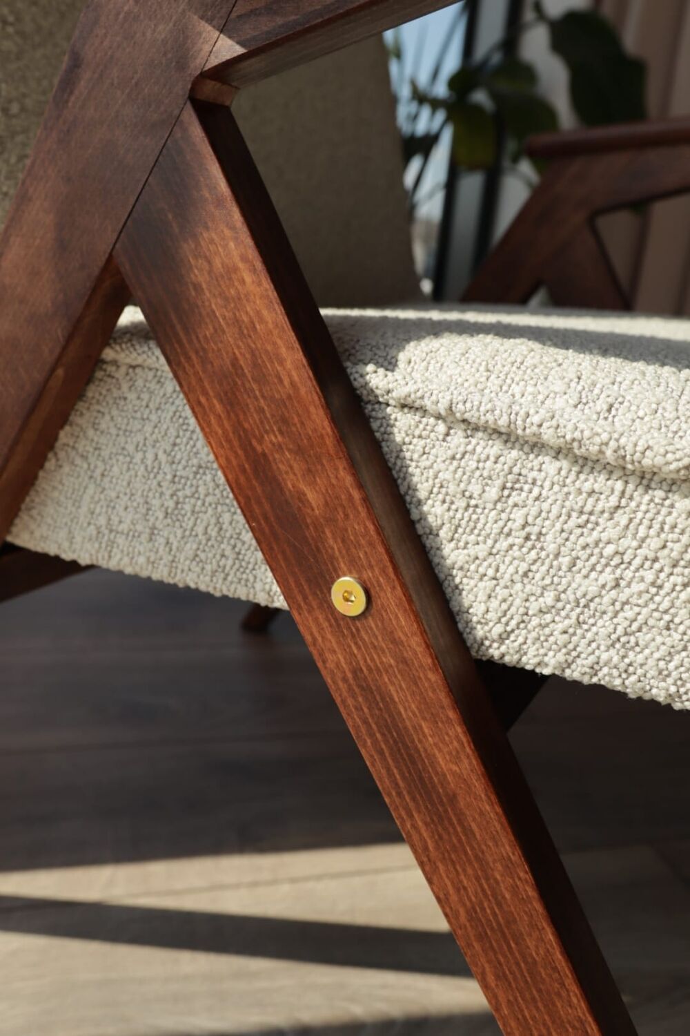 Vintage Lounge Chair Grey White Bouclè, Scandinavian Design