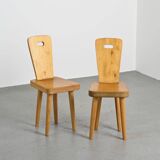 Pair of high-backed chairs by Christian Durupt, Méribel 1960