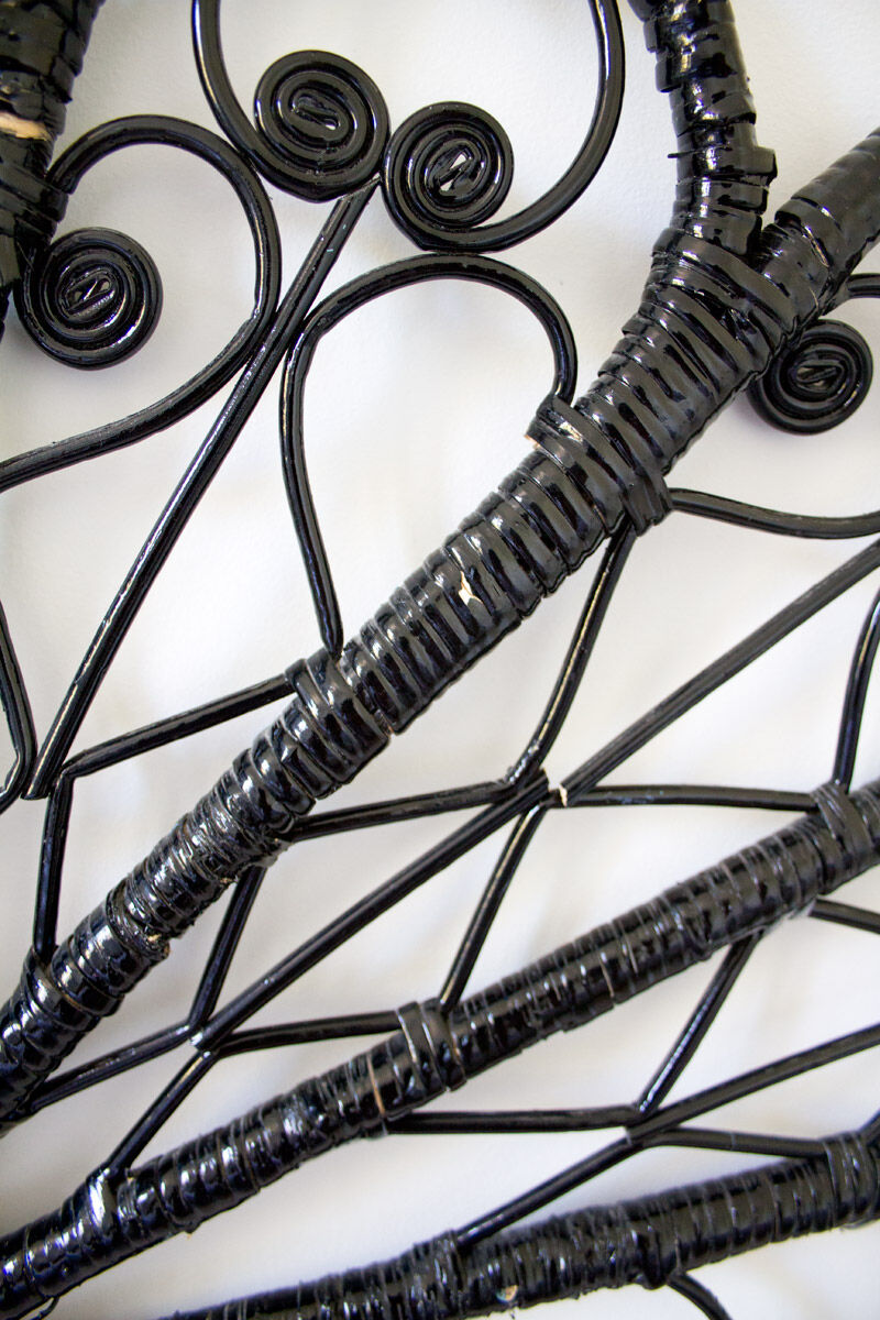 Black peacock rattan headboard