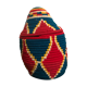 Berber wool and green and Red raffia basket