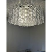 Contemporary Modern Clear Strips “Listelli” Murano Glass Burnish Flush Moun