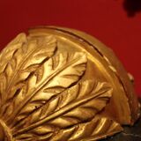 Italian Baroque Hand-Carved Giltwood Sconces with Gilt Bronze Arm, Set of 2