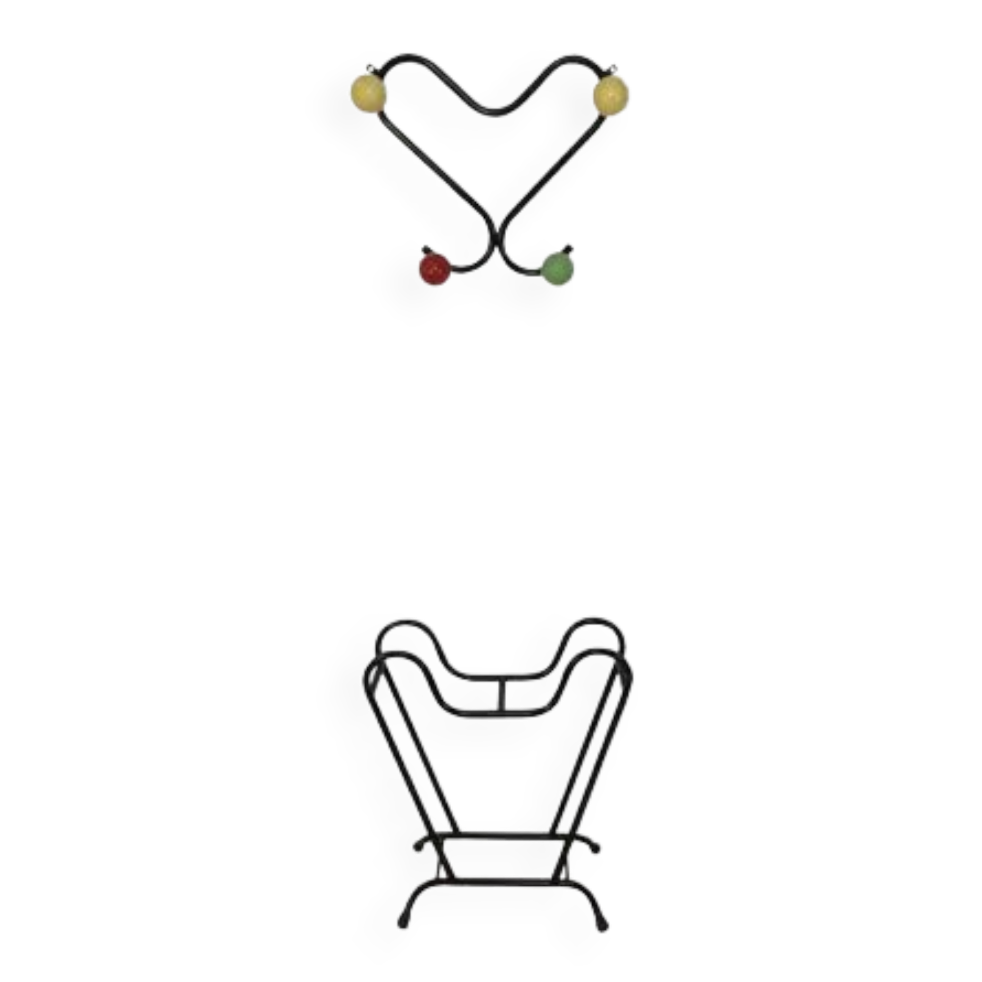 Heart wall coat rack and metal umbrella holder 50s