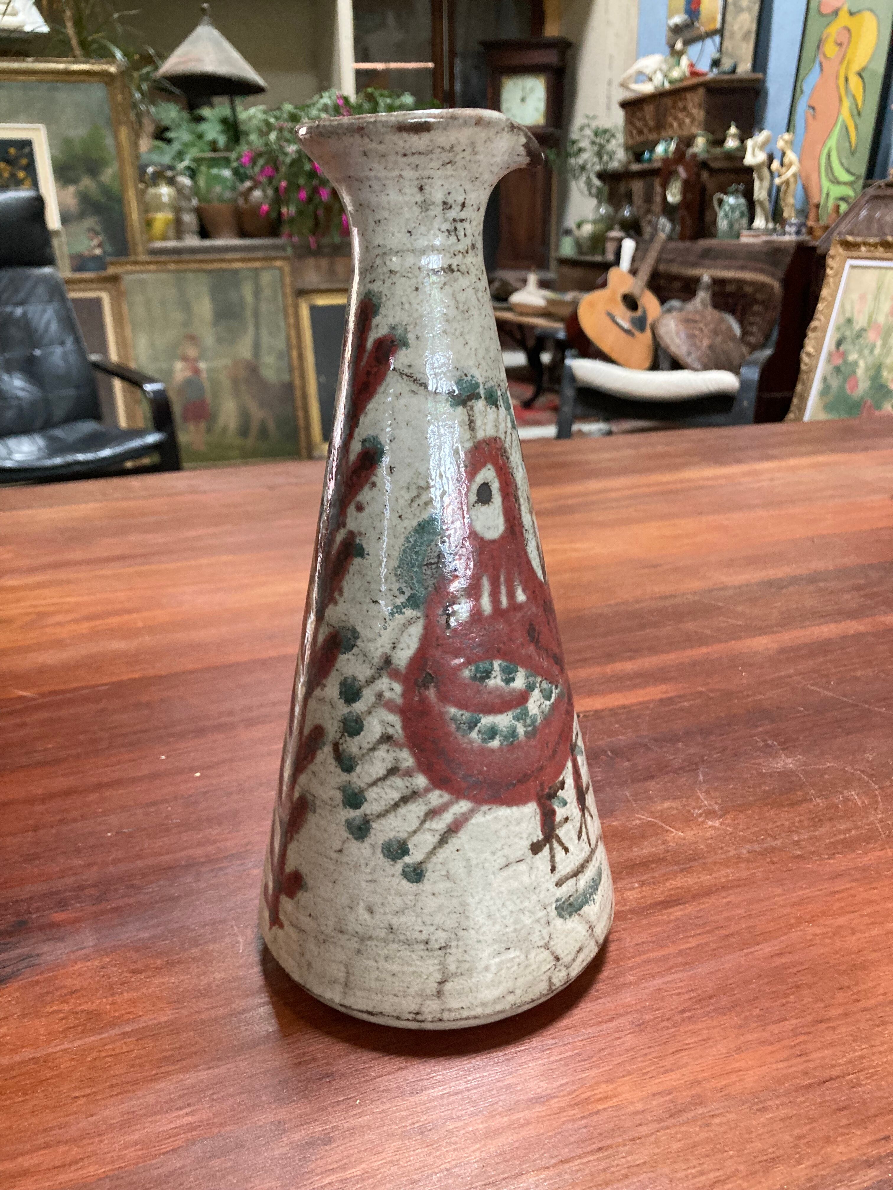 Gustave Reynaud. Rare conical vase or carafe. Signed.