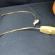 Vintage modernist lamp in wood and hammered copper.