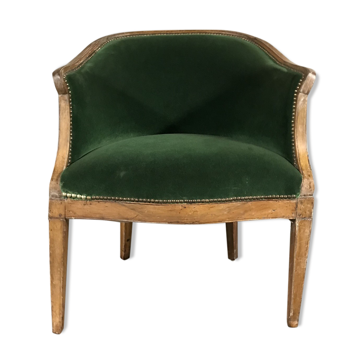 Office velvet green louis XVI bergere Chair