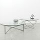 Table basse vintage en verre et acier