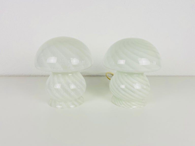 Pair of mushroom glass lamps from Murano Vetri dArte, Italy 70s
