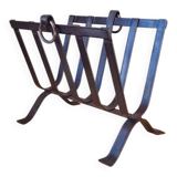 Brutalist Steel Magazine Rack by J. Adnet, 1950.