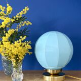 Vintage Art Deco blue opaline globe table lamp