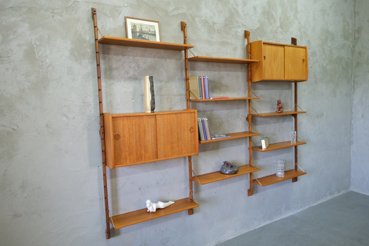 Mid-century modular teak wall unit by john texmon for blindheim mobelfabrik, norway, 1960s